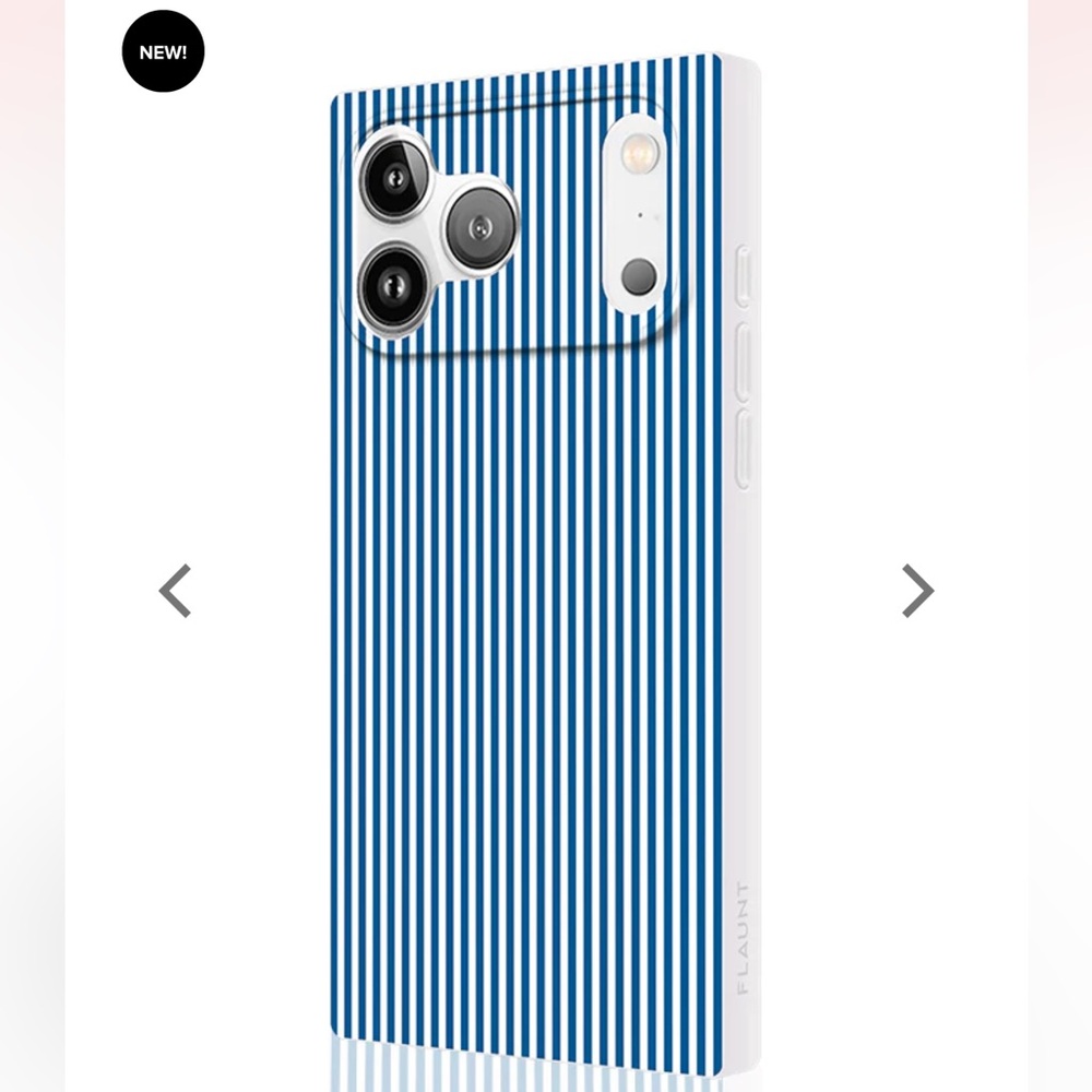 BRAND NEW. Flaunt iPhone 17 pro max MagSafe square case. Blue & white stripes. - Picture 2 of 10